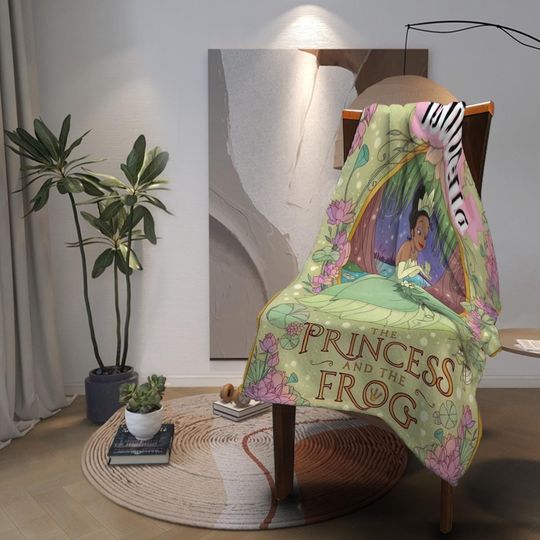 Princess and the Frog Personalized Blanket, Custom Tiana Throw, Christmas & Fall Gift