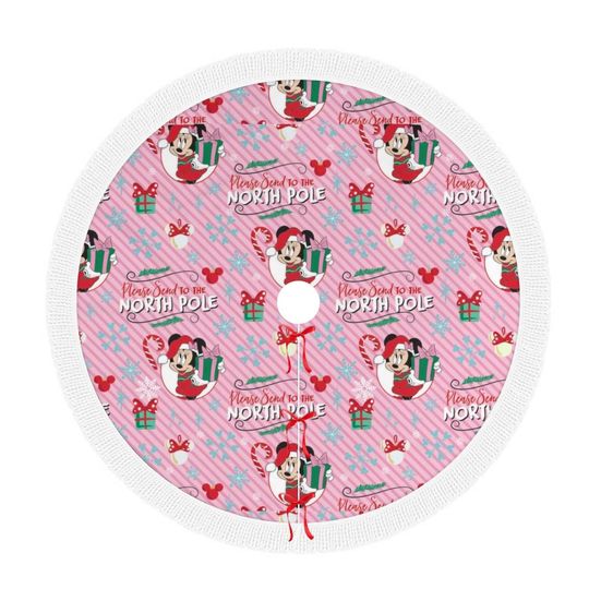 Christmas Tree Skirt, Festive xmas Decor, Disney Inspired Minnie & Mickey Style Decoration