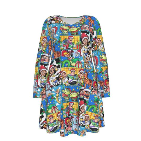 Toy Story Christmas Plus Size Dress , Woody , Buzz  and friends Holiday Dress