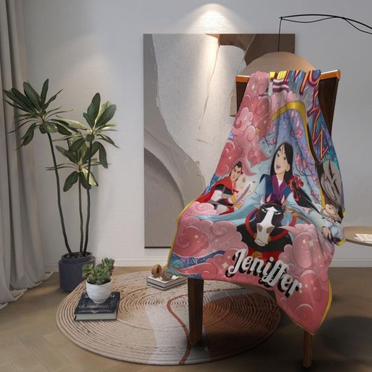 Mulan Inspired Personalized Blanket, Custom Disney Fleece Throw, Christmas, Fall Blanket