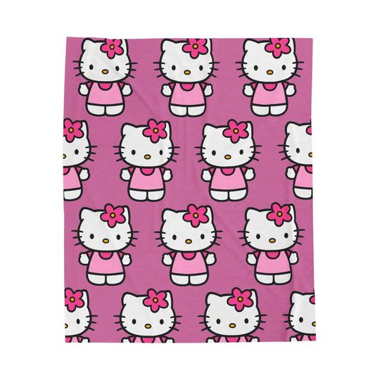 Cute Pink Hello Kitty Plush Blanket