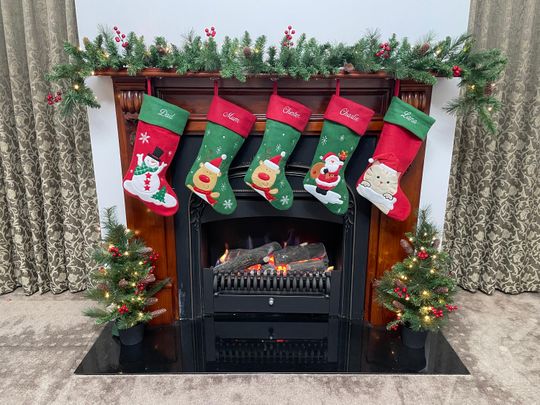 Custom Christmas Stocking - Ballantines Font - Embroidered Name.