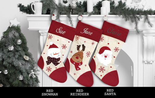 Custom Christmas Stocking - Ballantines Font - Embroidered Name.