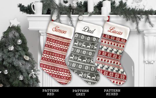 Custom Christmas Stocking - Ballantines Font - Embroidered Name.
