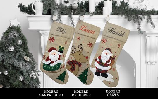 Custom Christmas Stocking - Ballantines Font - Embroidered Name.