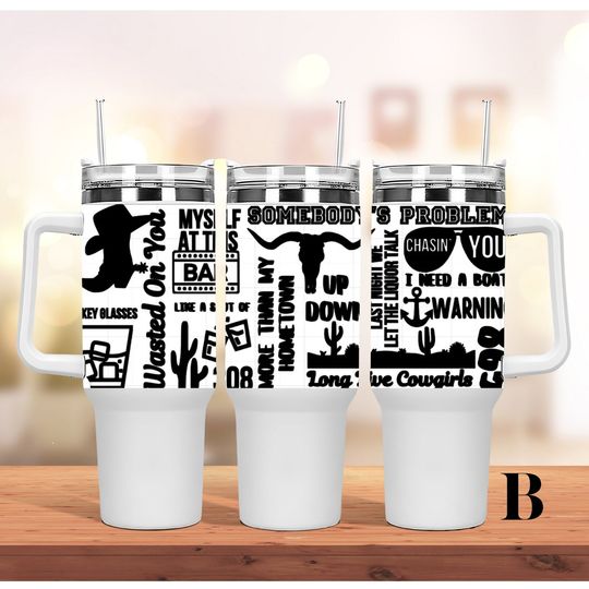 Custom Personalized gift Wallen Western Personalized 40oz Tumbler with handle