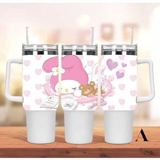 Custom Personalized Sanrio Kawaii My Melody, Hello Kitty 40oz Tumbler with handle