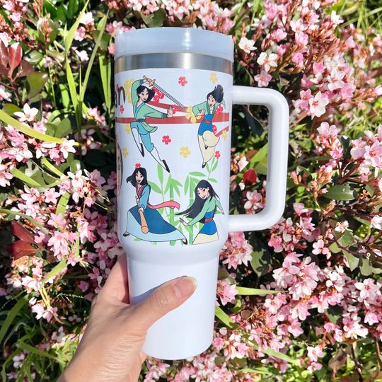 Custom Personalized gift Disney Mulan Princess 40oz Tumbler with handle
