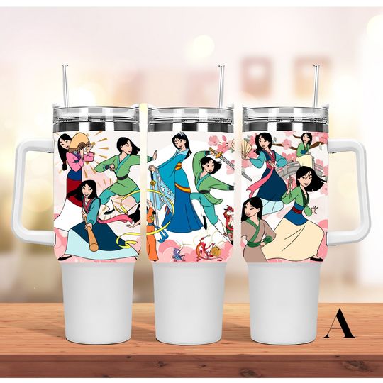 Custom Personalized gift Disney Mulan Princess 40oz Tumbler with handle