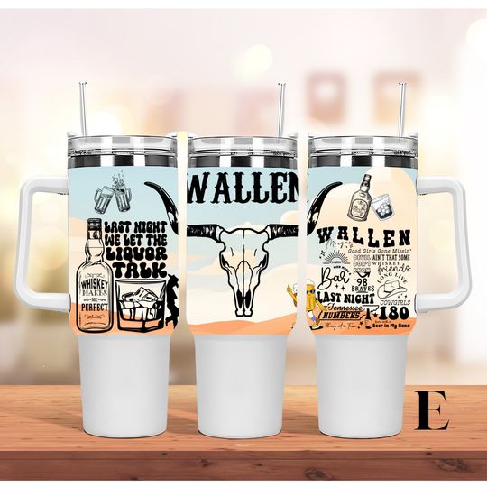 Custom Personalized gift Wallen Western Personalized 40oz Tumbler with handle