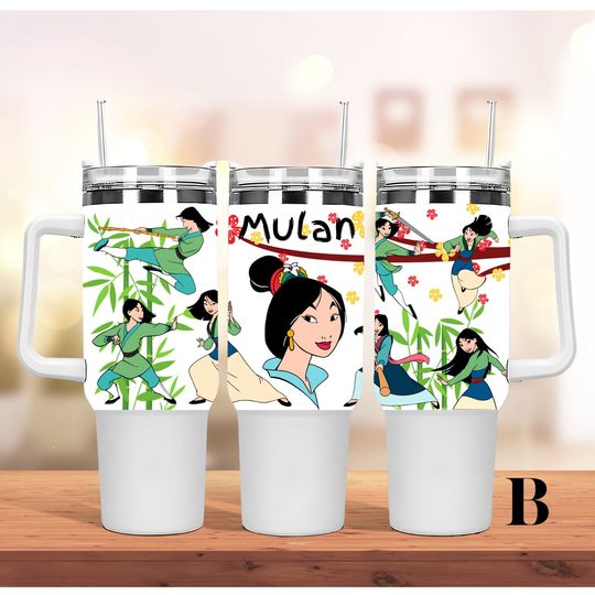 Custom Personalized gift Disney Mulan Princess 40oz Tumbler with handle