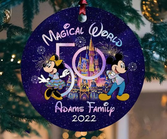 Personalized Disney 50th Anniversary Ornament, Wdw 50th Anniversary, Disneyworld Ornament