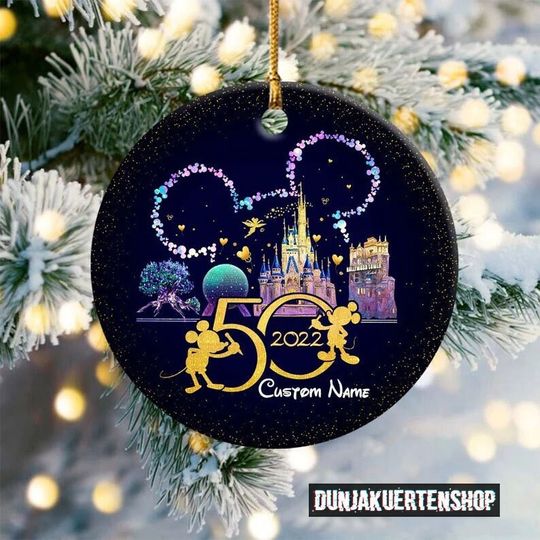 Personalized Disney 50th Christmas Ceramic Ornament
