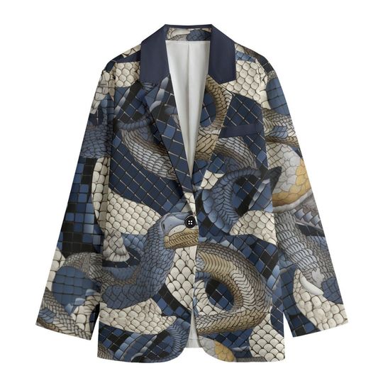 Women Blue Serpent Art Blazer