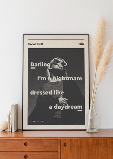 Taylorr Swifts - Blank Space - Lyrics print - Typographic print - Music Poster - Music Bands Design