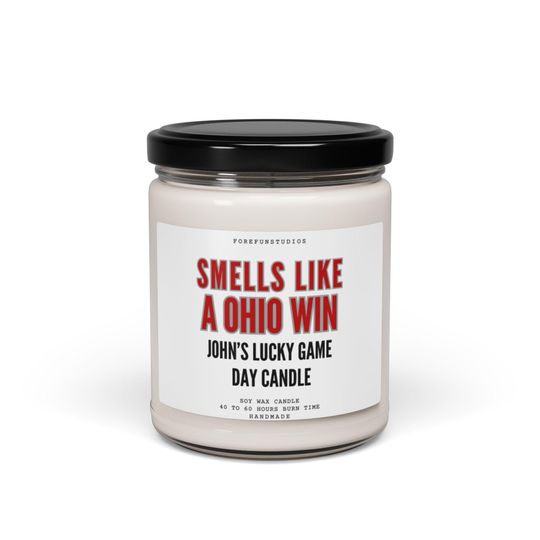 Personalized Ohio Win Candle: Game Day Decor