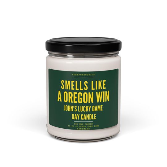 Personalized Oregon Win Candle: Game Day Decor