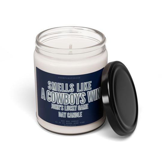 Personalized Smells Like A Cowboys Win Candle: Game Day Decor