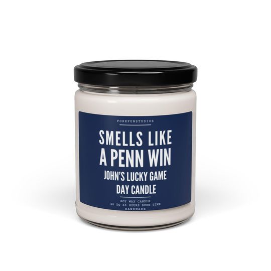 Personalized Penn Win Candle: Game Day Decor