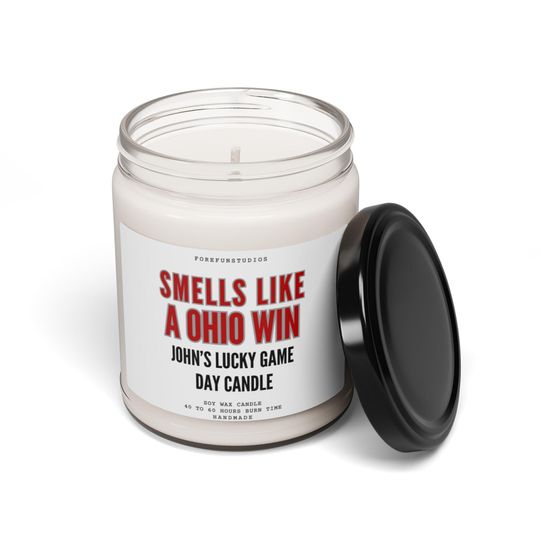 Personalized Ohio Win Candle: Game Day Decor