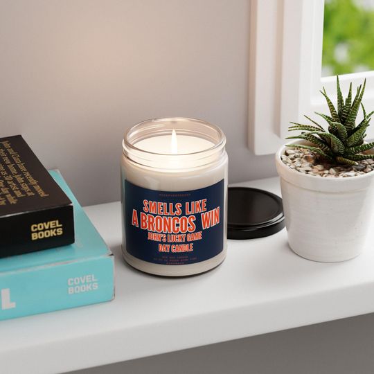 Personalized Broncos Win Candle: Game Day Decor