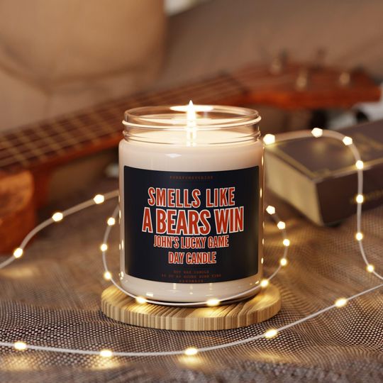 Personalized Smells Like A Bears Win Candle: Game Day Decor