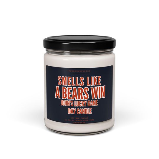 Personalized Smells Like A Bears Win Candle: Game Day Decor