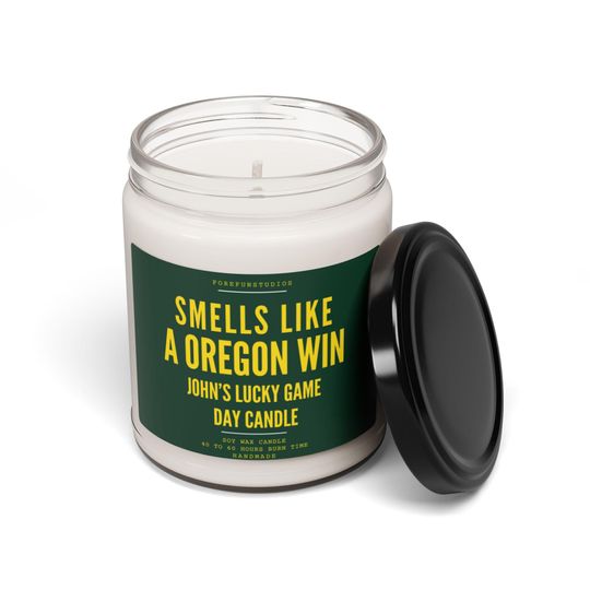 Personalized Oregon Win Candle: Game Day Decor
