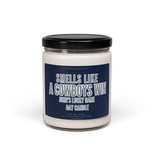 Personalized Smells Like A Cowboys Win Candle: Game Day Decor