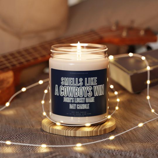 Personalized Smells Like A Cowboys Win Candle: Game Day Decor