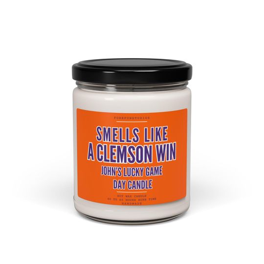 Personalized Smells Like A Clemson Win Candle: Game Day Decor