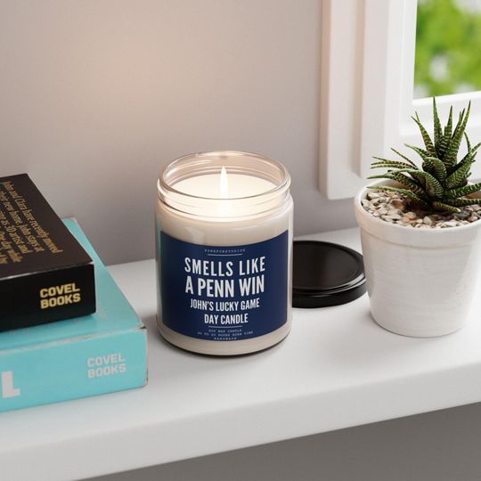 Personalized Penn Win Candle: Game Day Decor