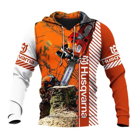 Orange chainsaw 3D hoodie