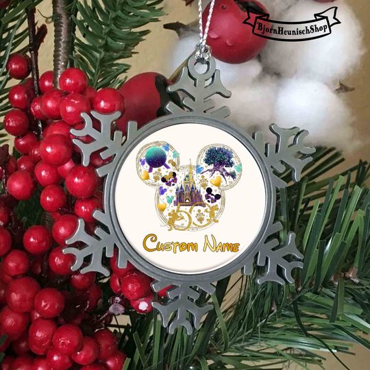 Personalized Disney 50th Snowflake Ornament, Disney Castle Ornament