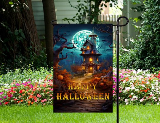Witche's House - Happy Halloween - Garden Flag