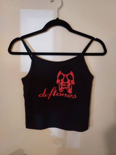 Deftone crop top black or red glitter vinyl Deftone shirt Deftone tank topcropped tank