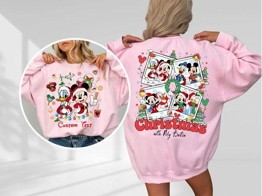 Personalized Mickey and Donald Double Sided Christmas Sweatshirt