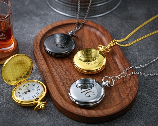 Personalized Engraved Pocket Watch for Groomsmen and Wedding Gifts