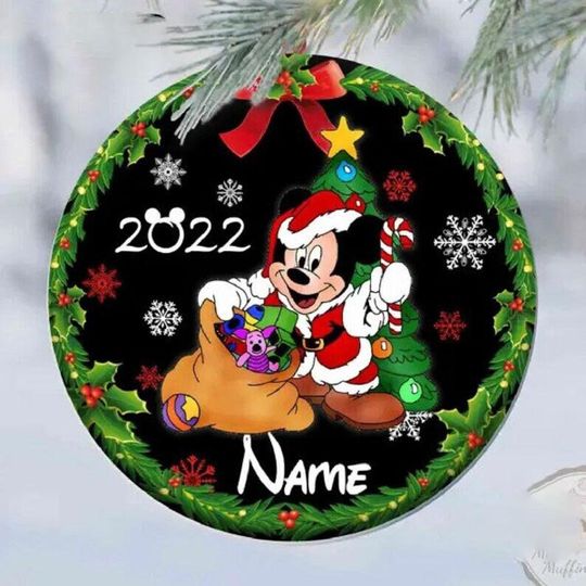 Personalized Disneyland Mickey Ceramic Ornaments, Disney Christmas Ornaments