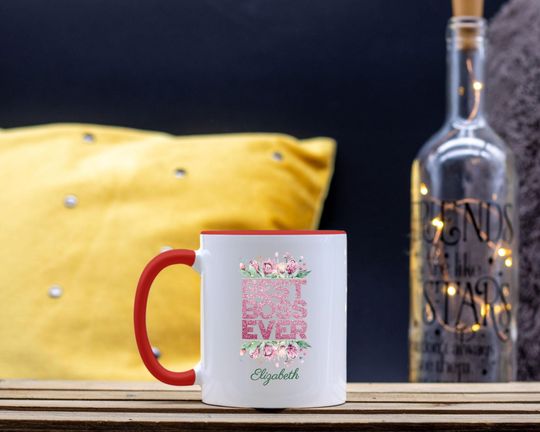 Personalized best boss ever coffee mug, funny cups and unique bosses day gift two tone mugs