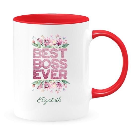 Personalized best boss ever coffee mug, funny cups and unique bosses day gift two tone mugs