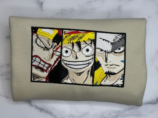 One Piece crewneck embroidered sweater