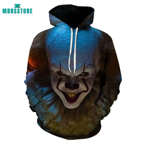 Horror IT Pennywise Clown Scary Joker Cosplay Funny Hoodie