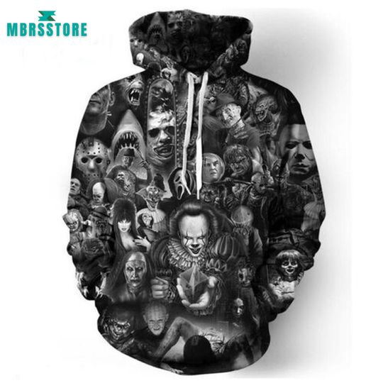 Horror Collection Hoodie Adult Pennywise Sister Ghost 3D Hoodie