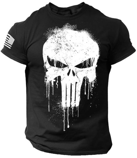 Military Punisher Patriotic Skull dropped 3D T-Shirt