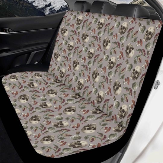 Witchy Skull Car Seat Cover For Vehicle Mushroom Steering Wheel Cover Potion Bottle Car Decor Venus Fly Trap Gray Dark Academia Car Sunshade