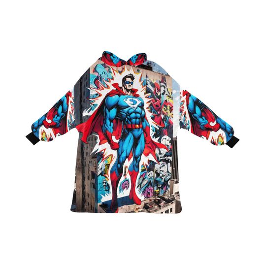 Blanket Hoodie Cartoon Art Retro Superhero Hero Comics