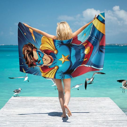 Beach towel Seper Hero Retro Comics Cartoon Superhero