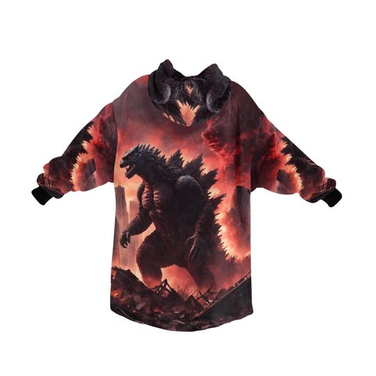 god zilla Gojira Kaiju Blanket Hoodie Comics Retro Cartoon