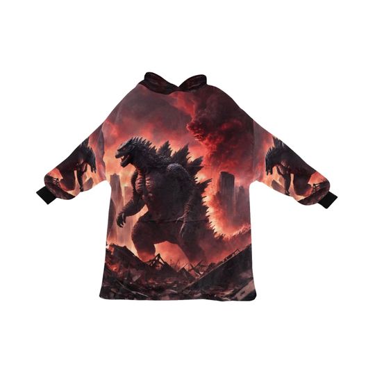 god zilla Gojira Kaiju Blanket Hoodie Comics Retro Cartoon